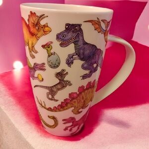 Dinosaur Themed White Ceramic Mug